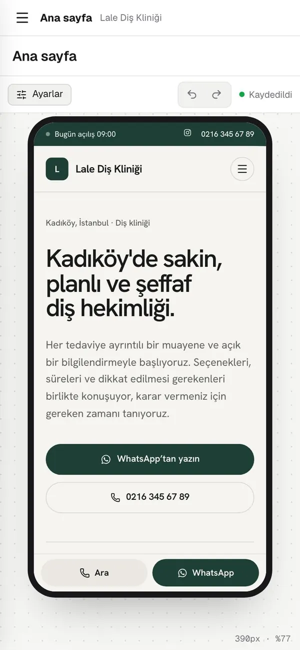 Telefonda panel: önizleme